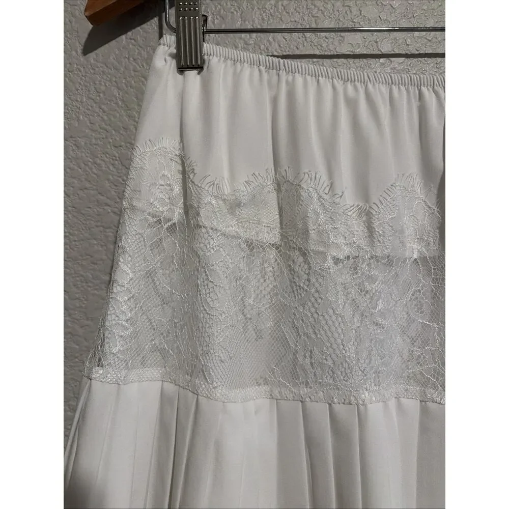 Boutique Mini Skirt Y2K 90s Lace Tennis Preppy Grunge White Madonna Lined Sz L